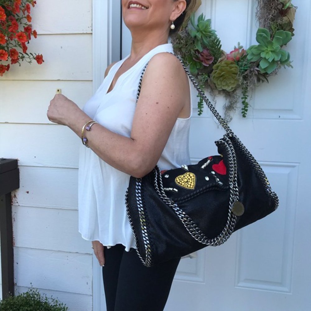 Stella Mccartney Falabella Heart Suede Embellished Tote Handbag Black Bag NEW - Picture 4 of 14